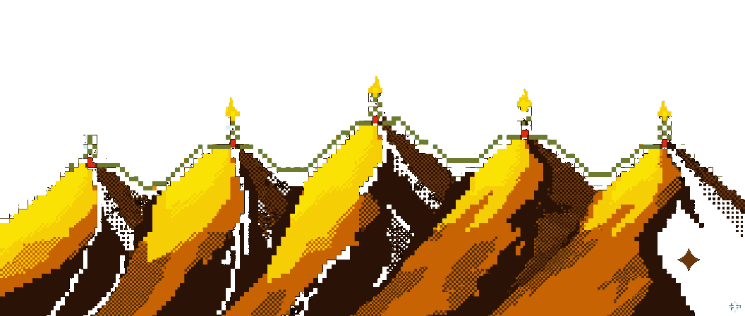 A ridge line of signal beacons lit across five peaks